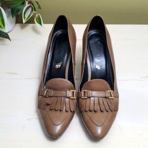 Tod's | Taupish Brown Leather Heeled Loafers Sz 6.5